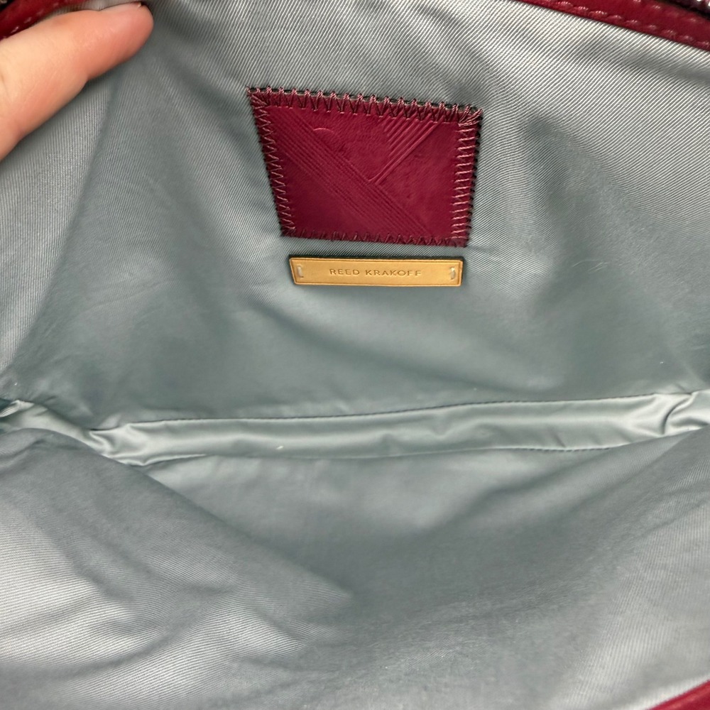 Reed Krakoff Large Pink Leather Clutch Wristlet Colorful Zip Closure Logo Tag - Picture 7 of 13